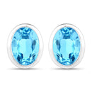 4.00 Carat Genuine Swiss Blue Topaz .925 Sterling Silver Earrings