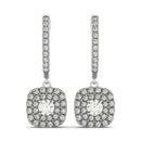 14k White Gold Double Halo Cushion Outer Shaped Diamond Earrings (3/4 cttw)