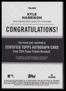 2024 Topps Tribute Tribute Autographs Green /99 Kyle Harrison Auto #TA-KH