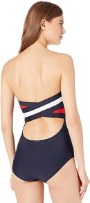 Tommy Hilfiger Logo Bandeau One-Piece Swimsuit, Size XS