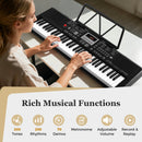 61 Keys Portable Keyboard for Beginners Electric Piano Keyboard Kit with 200 Rhythms and 200 Tones-Black