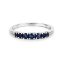 0.45 Carat Genuine Blue Sapphire and White Diamond 14K White Gold Ring