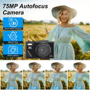 5K 75MP Camera – WiFi, 18X Zoom, Vlogging, Webcam, 32GB, 2 Batteries