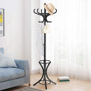 Wood Standing Hat Coat Rack with Umbrella Stand
