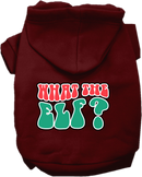 Christmas Pet, Dog and Cat Hoodie Screen Printed, "What The Elf"