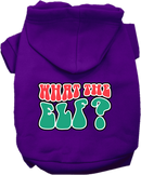 Christmas Pet, Dog and Cat Hoodie Screen Printed, "What The Elf"