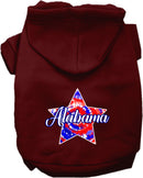Pet Dog & Cat Screen Printed Hoodie for Medium to Large Pets (Sizes 2XL-6XL), "Alabama Patriotic Tie Dye"