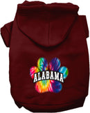 Pet Dog & Cat Screen Printed Hoodie for Medium to Large Pets (Sizes 2XL-6XL), "Alabama Bright Tie Dye"
