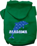 Pet Dog & Cat Screen Printed Hoodie for Small to Medium Pets (Sizes XS-XL), "Alabama Blue Dolphins"