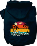 Pet Dog & Cat Screen Printed Hoodie for Small to Medium Pets (Sizes XS-XL), "Alabama Retro Beach Sunset"