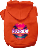 Pet Dog & Cat Screen Printed Hoodie for Small to Medium Pets (Sizes XS-XL), "Florida Neon Beach Sunset"