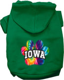 Pet Dog & Cat Screen Printed Hoodie for Small to Medium Pets (Sizes XS-XL), "Iowa Bright Tie Dye"