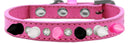 Pet and Dog Spike Collar, "Clear Crystals & Black, White and Bright Pink Spikes”