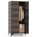 62 Inch Wicker Wardrobe with 2 Doors PE Rattan Closet with Hanging Rod
