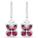 2.52 Carat Genuine Rhodolite Garnet .925 Sterling Silver Earrings