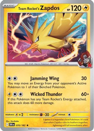 Team Rocket's Zapdos 070 - SV10 Destined Rivals Holofoil