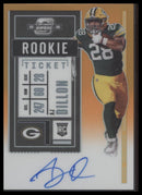 2020 Panini Contenders Optic Orange AJ Dillon Rookie #/50 Auto #126