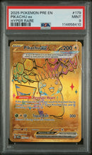 2025 Pokemon Prismatic Evolutions Hyper Rare Pikachu Ex 9 PSA #179