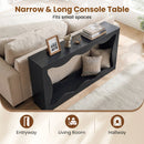 63 Inch Console Table 2-Tier Narrow Entryway Table with Wavy Edge Storage Shelf