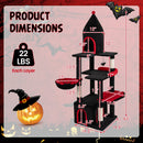 63 Inch Gothic Cat Tree with Condo and Top Cave for Large Cats 20+ LBS