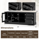 63 Inches Media Console Table with 3 Drawers and 2 Glass Shelves