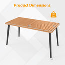 63 Inches Outdoor Indoor Dining Table with 1.97 Inches Umbrella Hole and Metal Legs
