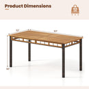 63" Outdoor Dining Table with Acacia Wood Slatted Tabletop