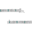 14K White Gold Princess-Cut white and Blue Diamond 3.00 cttw Fashion Link Bracelet (H-I Color, SI1-SI2 Clarity)