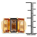 14K Yellow Gold Plated 8.14 Carat Genuine Smoky Quartz, Citrine and Champagne Quartz .925 Sterling Silver Ring
