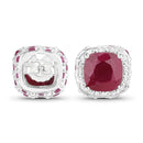 6.12 Carat Dyed Ruby, Ruby and White Topaz .925 Sterling Silver Earrings
