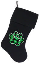 Velvet Christmas Stocking Screen Printed, "Argyle Paw"