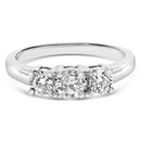 14K White Gold 3/4 Cttw Lab Grown Diamond 3 Stone Ring Band (F-G Color, VS2-SI1 Clarity)- Size 7