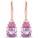 4.90 Carat Genuine Pink Amethyst and Rhodolite .925 Sterling Silver Earrings