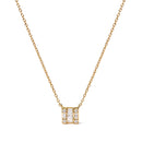10K Yellow Gold 1/10 Cttw Round and Baguette Diamond Mosaic Composite Square 18" Inch Pendant Necklace (H-I Color, I1-I2 Clarity)