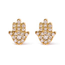 10K Yellow Gold Diamond Accented Hamsa Stud Earrings (H-I Color, I1-I2 Clarity)