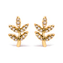 10K Yellow Gold 1/10 Cttw Diamond Accented Leaf and Branch Stud Earrings (H-I Color, I1-I2 Clarity)