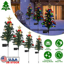 4Packs Solar Christmas Tree Lights Xmas Garden Decorations Tree Stake Lamp 20LEDs Solar Decor Light with Constant and Flashing Mode for Pathway Yard P