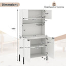 64.5 Inches Tall Kitchen Pantry Cabinet with Charging Station and Wine Glass Rack