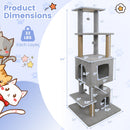 64 Inch Tall Cat Tree with 2 Large Condos and Jute Scratching Posts for Indoor Adult Cats