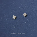 Gold-Plated Sterling Silver Carbink Square Stud Earrings