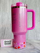 Floral Pink Pumpkins Tumbler Boot