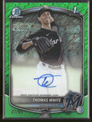 2025 Bowman Chrome Prospect Auto Green Shimmer #/99 Thomas White #CPA-TW