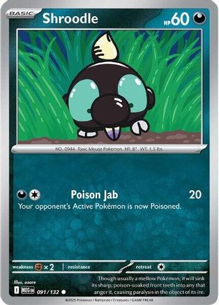 Shroodle 091/132 - ME01 Mega Evolution Reverse Holofoil