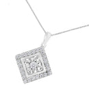 10KT White Gold 1/2 cttw Diamond Square Pendant Necklace (I-J Color, I2-I3 Clarity)