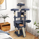 65 Inch Tall Multi-level Cat Tree with 3 Upholstered Perch and 2 Cat Condos