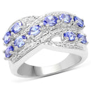 1.71 Carat Genuine Tanzanite and White Diamond .925 Sterling Silver Ring