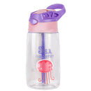 16.2Oz Leak-proof Kids Water Bottle with Straw Push Button Sport Water Bottle for Kids Crab Ship Jellyfish Rocket