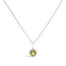 10K White Gold Purple Amethyst and 1/10 Cttw Diamond Accent Halo Pendant Necklace