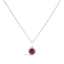 10K White Gold Purple Amethyst and 1/10 Cttw Diamond Accent Halo Pendant Necklace