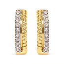 10K Yellow Gold 1/10 Cttw Diamond and Rope Twist Huggy Hoop Earrings (H-I Color, I1-I2 Clarity)
